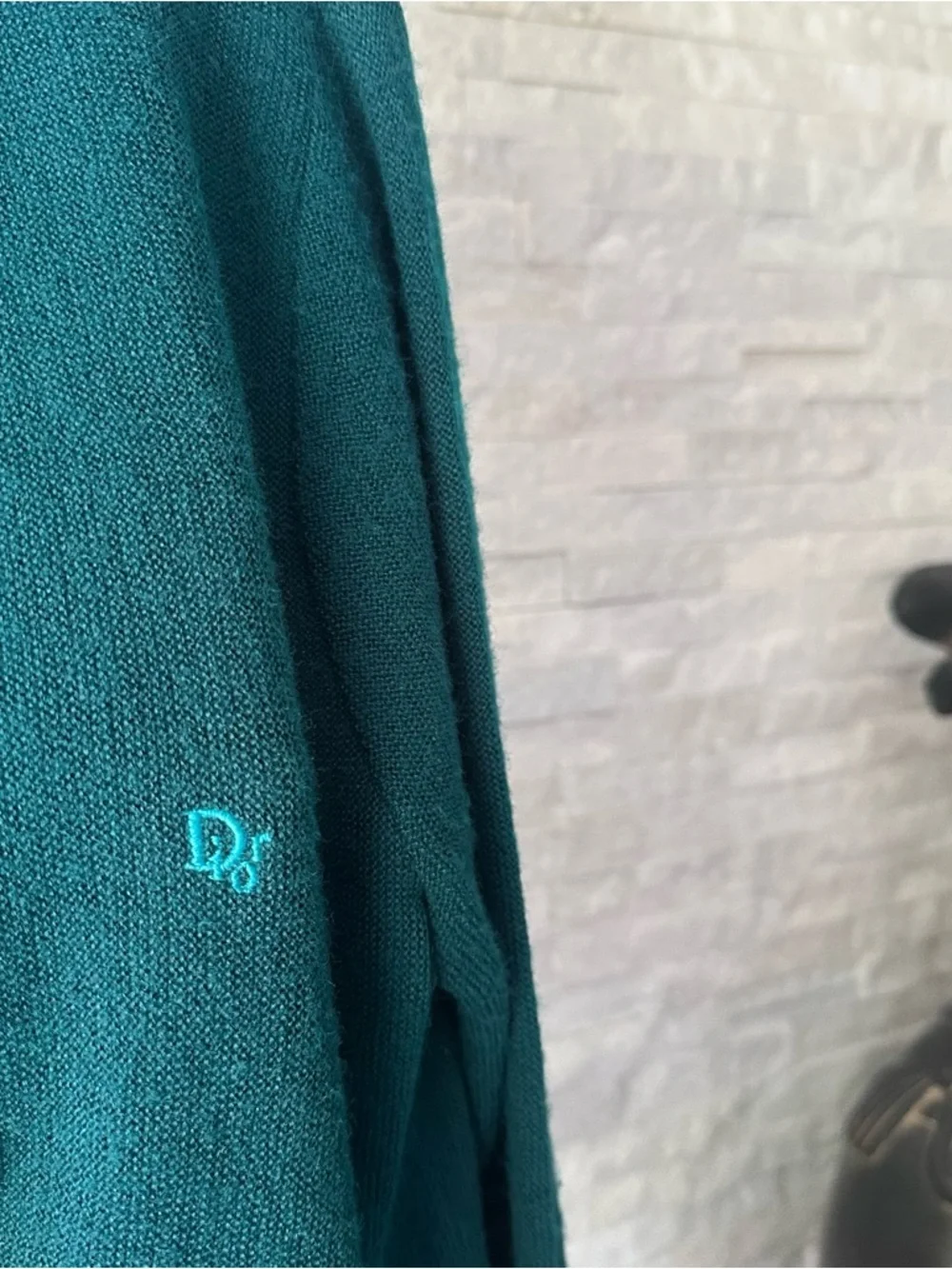 Christian Dior Teal Green Vintage Cardigan Sweater with Drop Pockets Size M - Picture 6 of 7